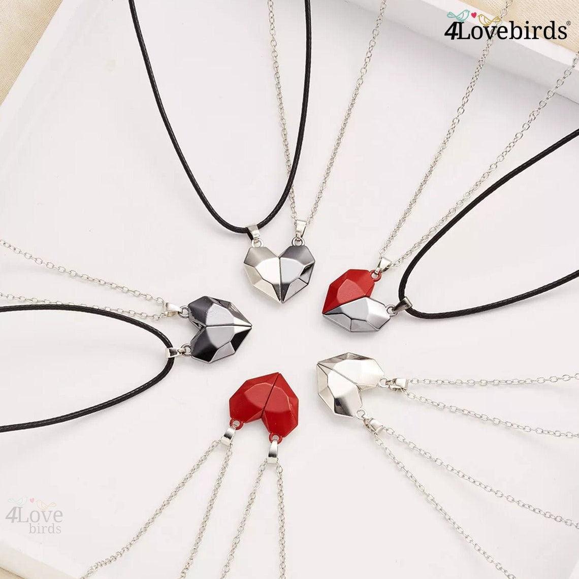 Forever Two Pieces Couple Necklace Set Magnetic Heart Pendant for