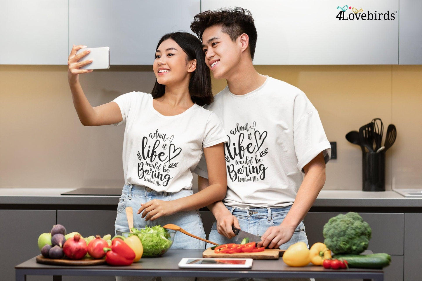 Admit it life would be boring without me Hoodie, Funny T-shirt, Gift for Couples, Valentine Sweatshirt, Boyfriend and Girlfriend Longsleeve - 4Lovebirds