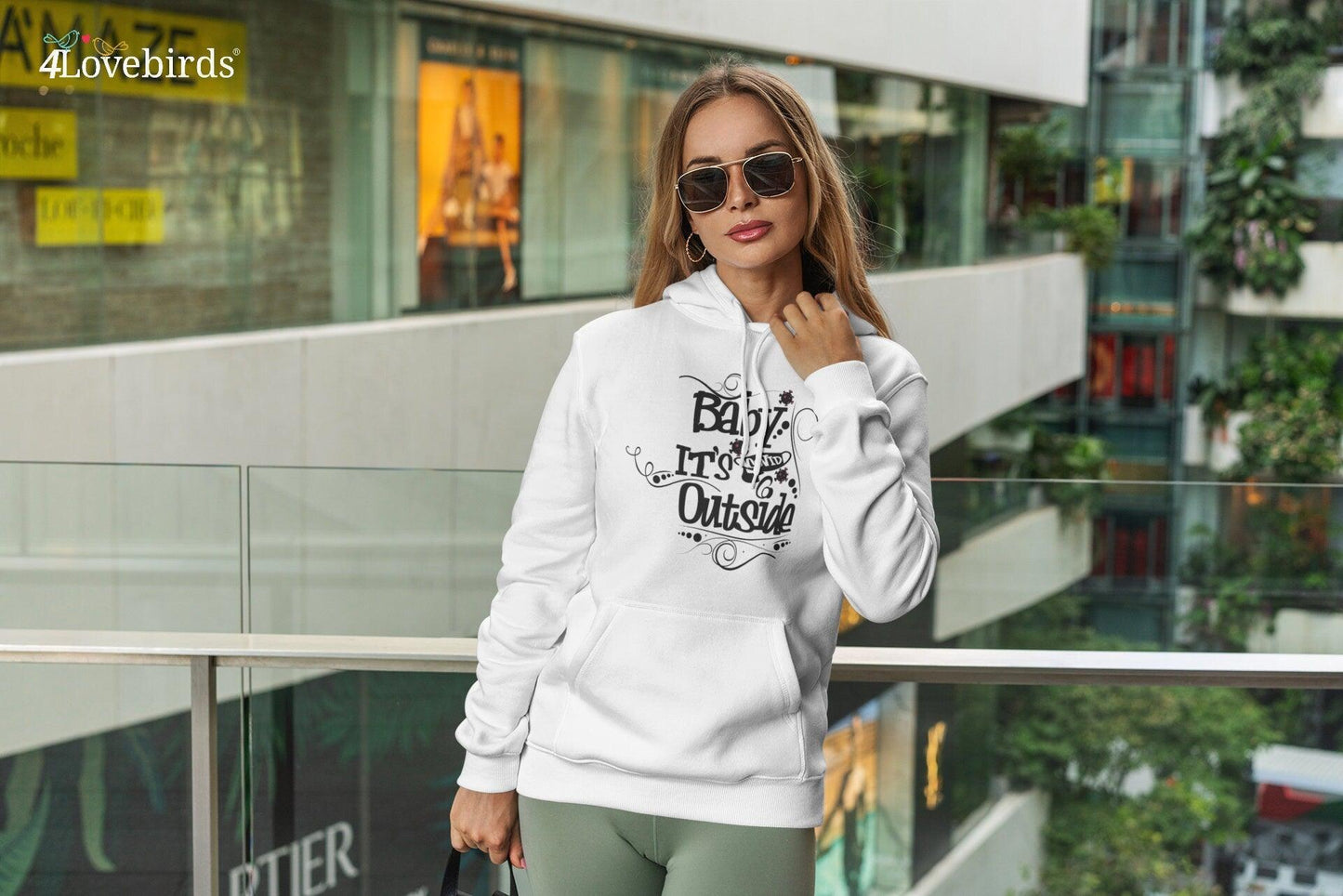 Baby its Covid Outside Hoodie, Funny Christmas Sweatshirt, Cute Christmas Long Sleeve Shirt, Christmas Sweater, Christmas Family Gifts - 4Lovebirds