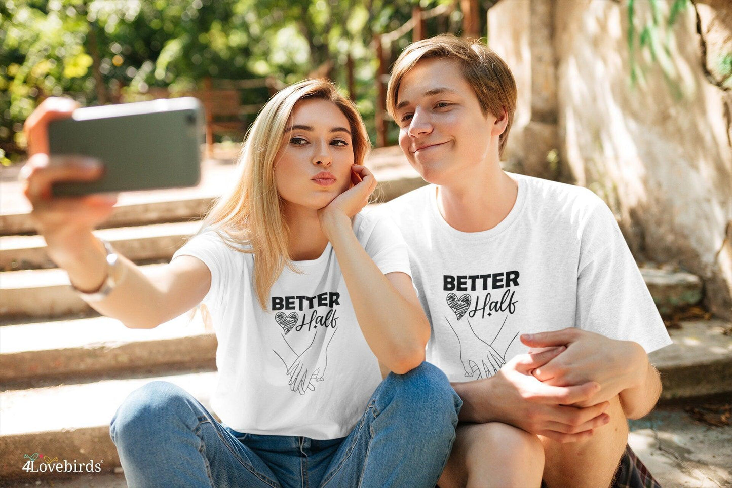 Better Half and holding hands Hoodie, Lovers matching T-shirt, Gift for Couples, Valentine Sweatshirt, Boyfriend / Girlfriend Longsleeve - 4Lovebirds