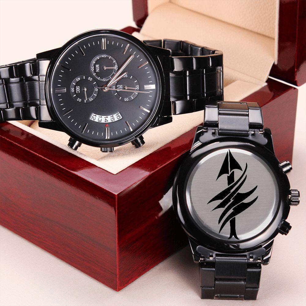 Custom Men's Black Chronograph Watch Engraved and Optional Luxury Box - Custom LOGO - 4Lovebirds