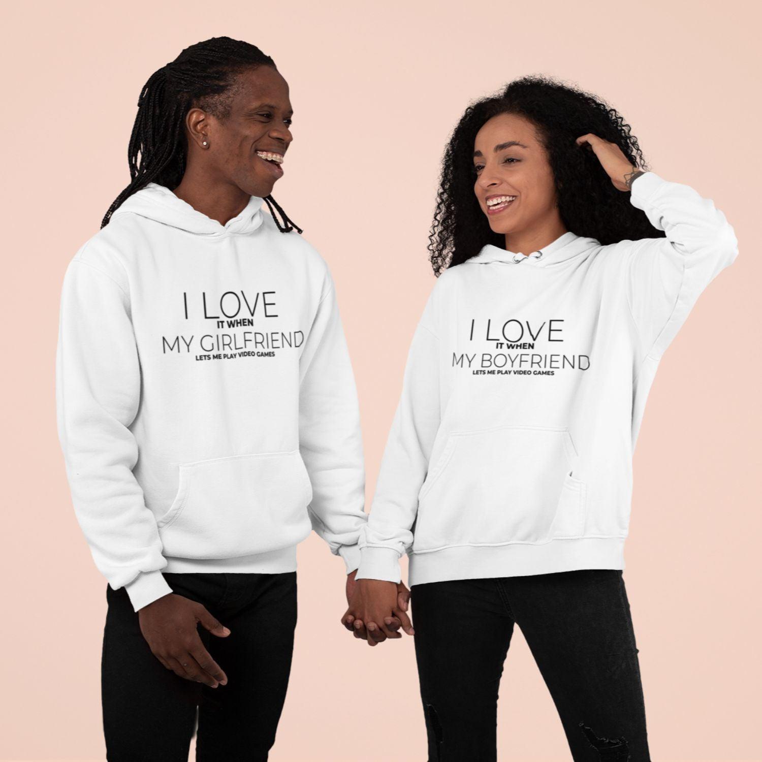 Cute Couple Gift Idea: I Love My Girlfriend/Boyfriend Matching Outfits Set T-shirts