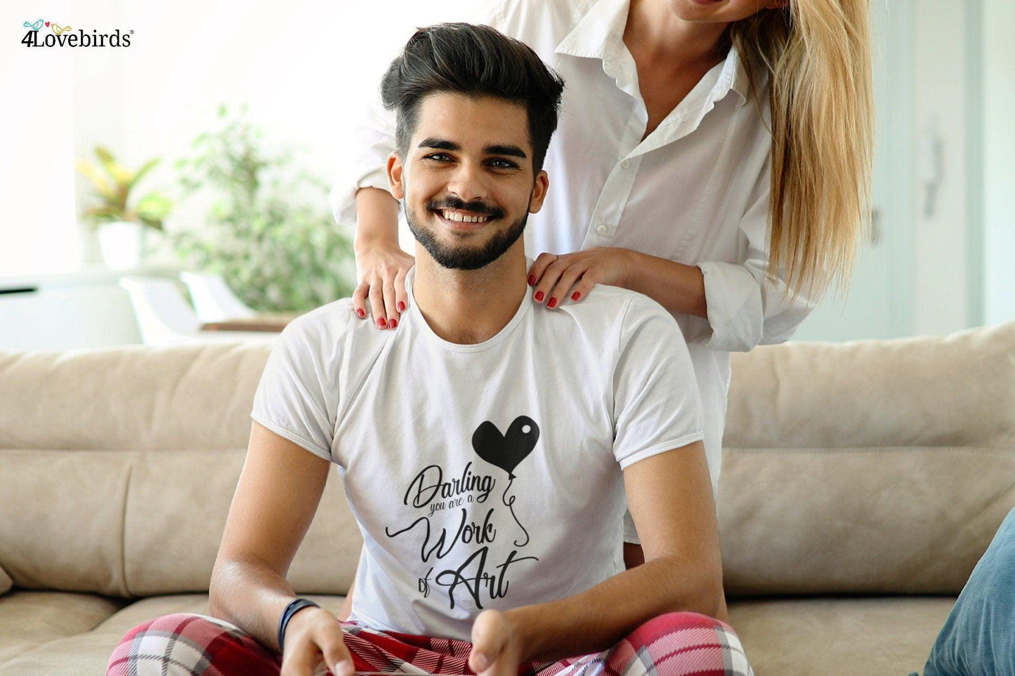 Darling you are a work of art Hoodie, Lovers T-shirt, Gift for Couples, Valentine Sweatshirt, Boyfriend / Girlfriend Longsleeve, Cute Tshirt - 4Lovebirds