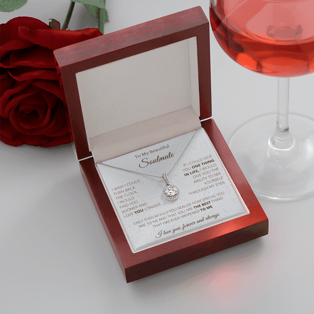 Eternal Necklace To Soulmate Couples Gifts for Girls, Stainless Steel Cubic Zirconia Pendant Love Necklace, Birthday Christmas Romantic Jewelry For Wife with Message Card Box Personalized - 4Lovebirds