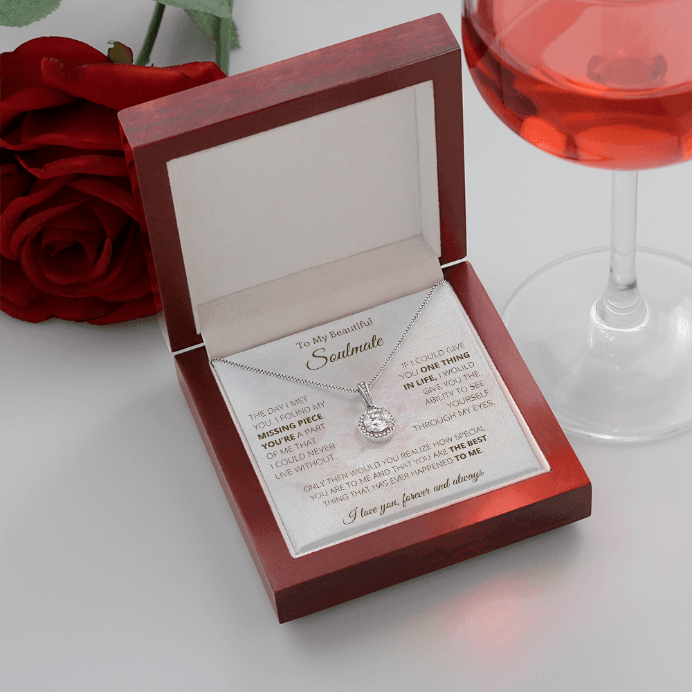 Eternal Necklace To Soulmate Couples Gifts for Girls, Stainless Steel Cubic Zirconia Pendant Love Necklace, Birthday Christmas Romantic Jewelry For Wife with Message Card Box Personalized - 4Lovebirds