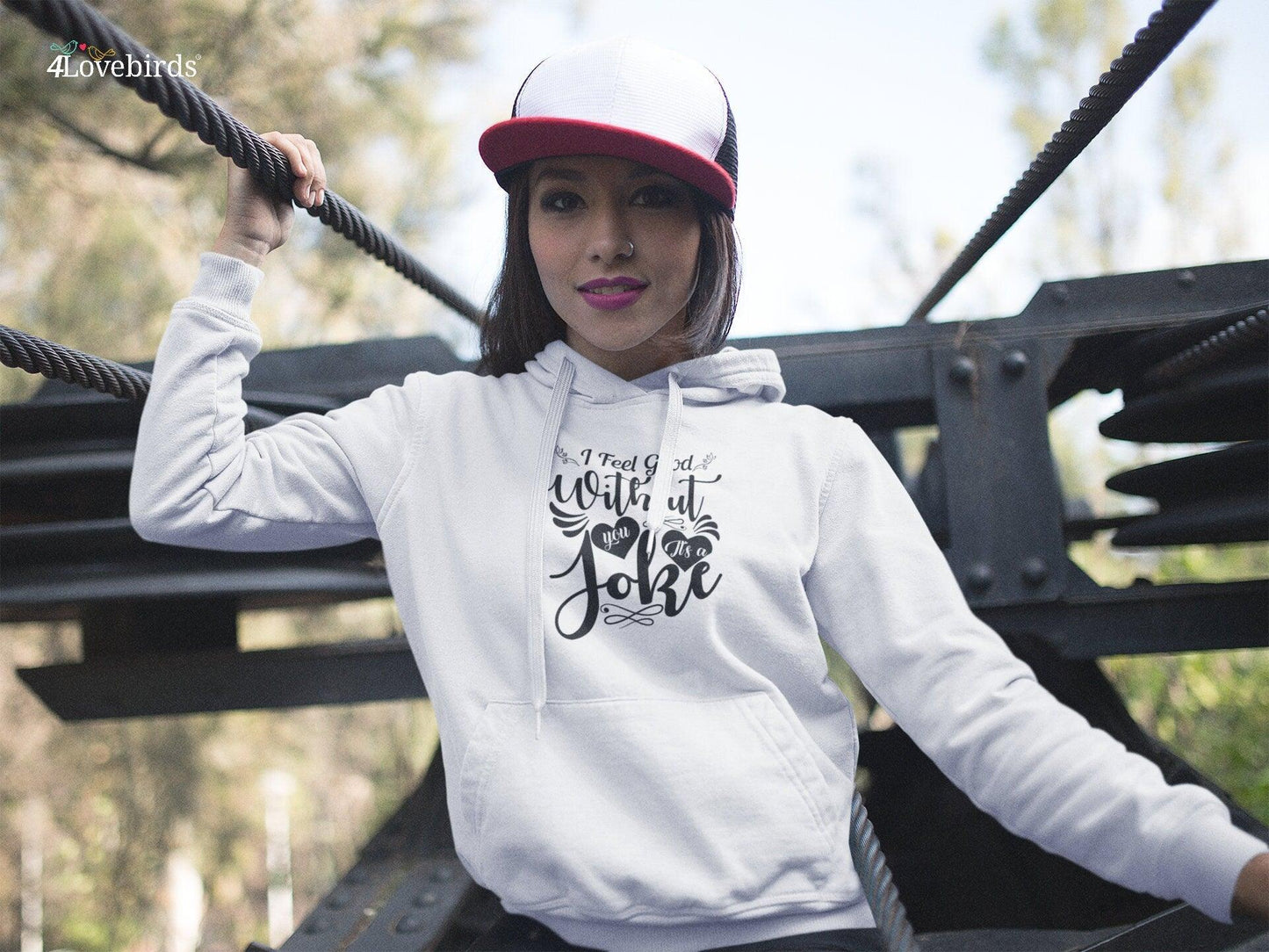 I feel good without you, it's a joke Hoodie, Funny matching T-shirt, Gift for Couples, Valentine Sweatshirt, Boyfriend/Girlfriend Longsleeve - 4Lovebirds