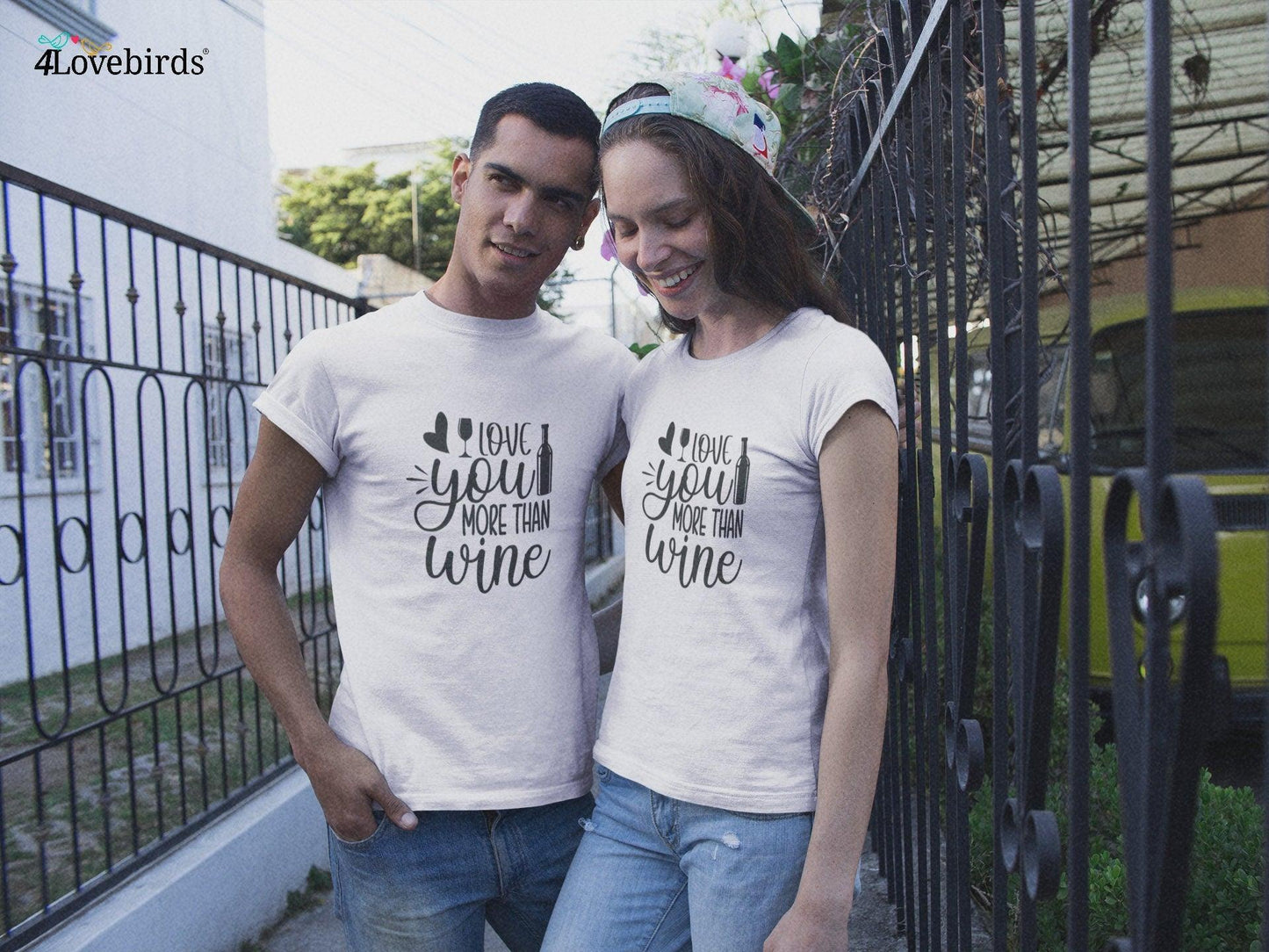 I love you more than wine Hoodie, Funny matching T-shirt, Gift for Couples, Valentine Sweatshirt, Boyfriend and Girlfriend Longsleeve - 4Lovebirds