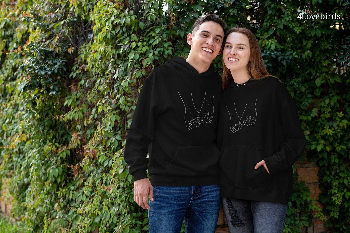 Love Promise Hoodie, Love matching T-shirt, Gift for Couples, Cute Couple Sweatshirt, Boyfriend and Girlfriend Longsleeve, Romantic Tshirt - 4Lovebirds