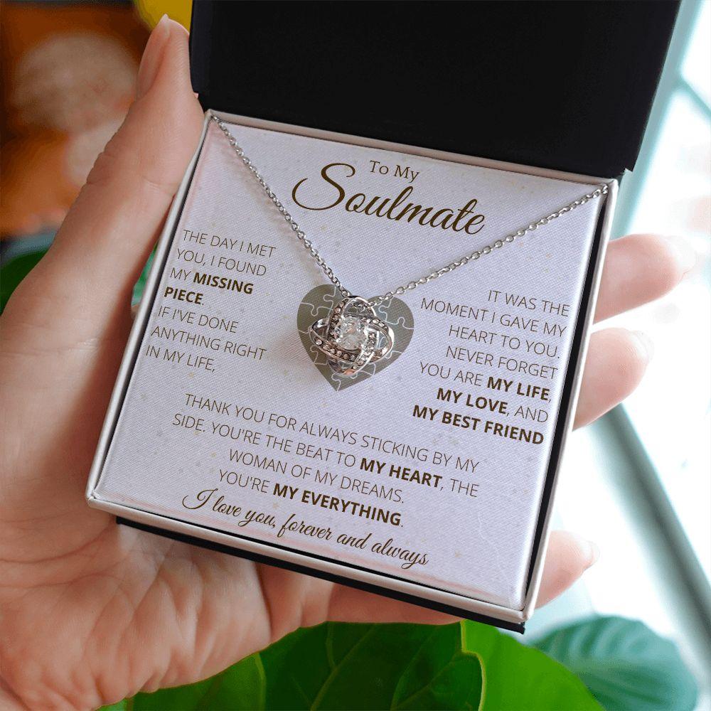 Lovely Knot Necklace To My Beautiful Soulmate - Necklace Birthday Gift for Girlfriend, Necklace for Wife, Gift for Future Wife's Birthday - Valentine's Day Gift - 4Lovebirds