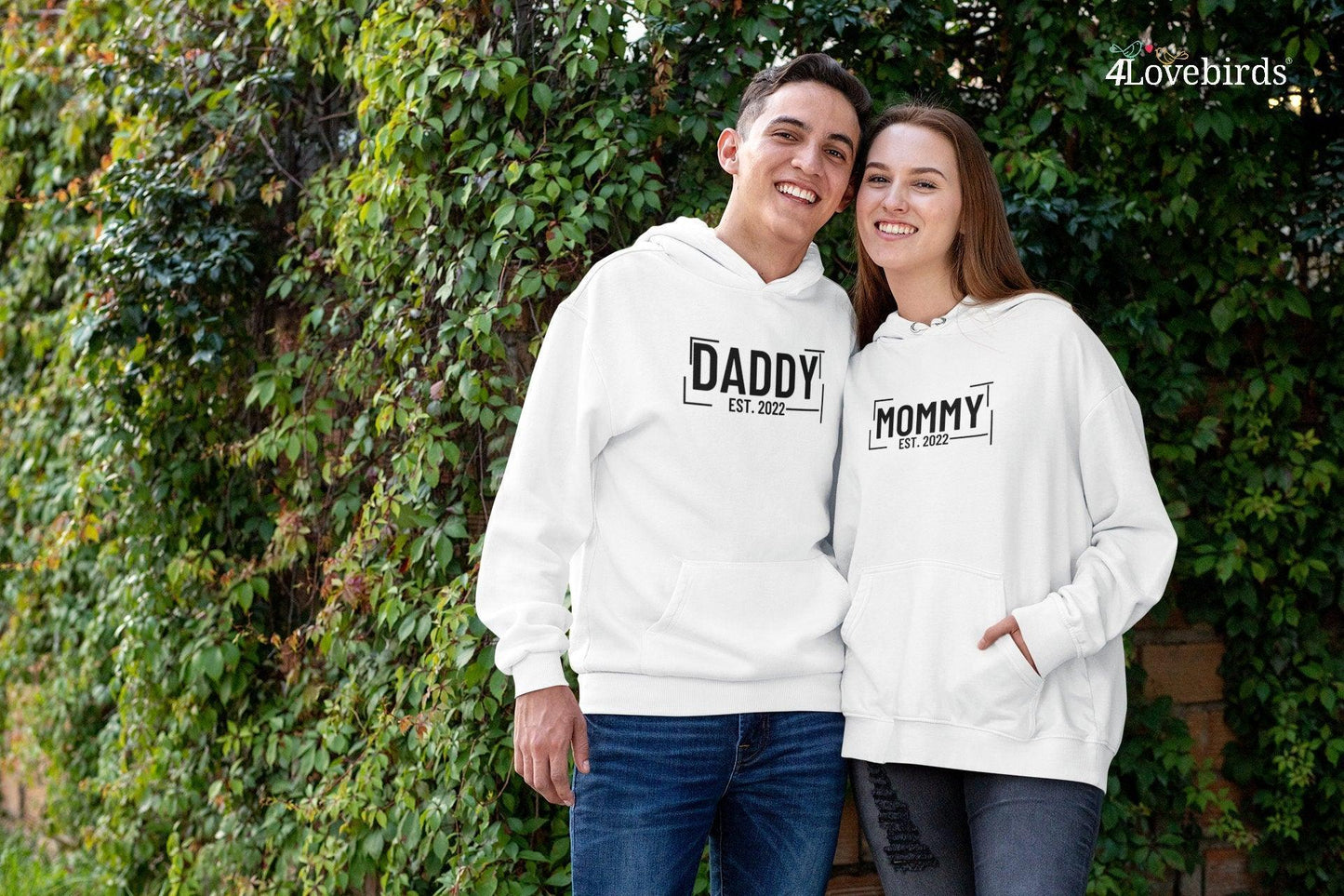 Mommy Daddy Est 2023 hoodie, pregnancy announcement sweatshirts, couples pregnancy announcement shirts, pregnancy shirt, mommy daddy shirts - 4Lovebirds