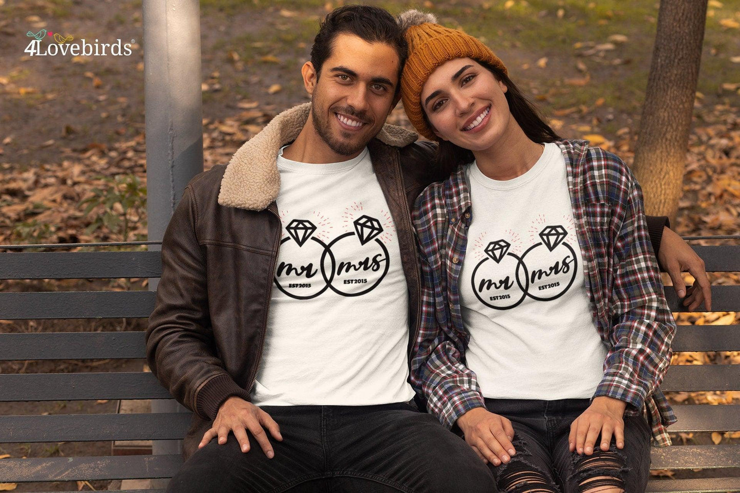 Mr. and Mrs. est. 2015 Hoodie, Marriage T-shirt, Honeymoon Sweatshirt, Gift for Couple, Cute Married Couple Longsleeve, Just married - 4Lovebirds