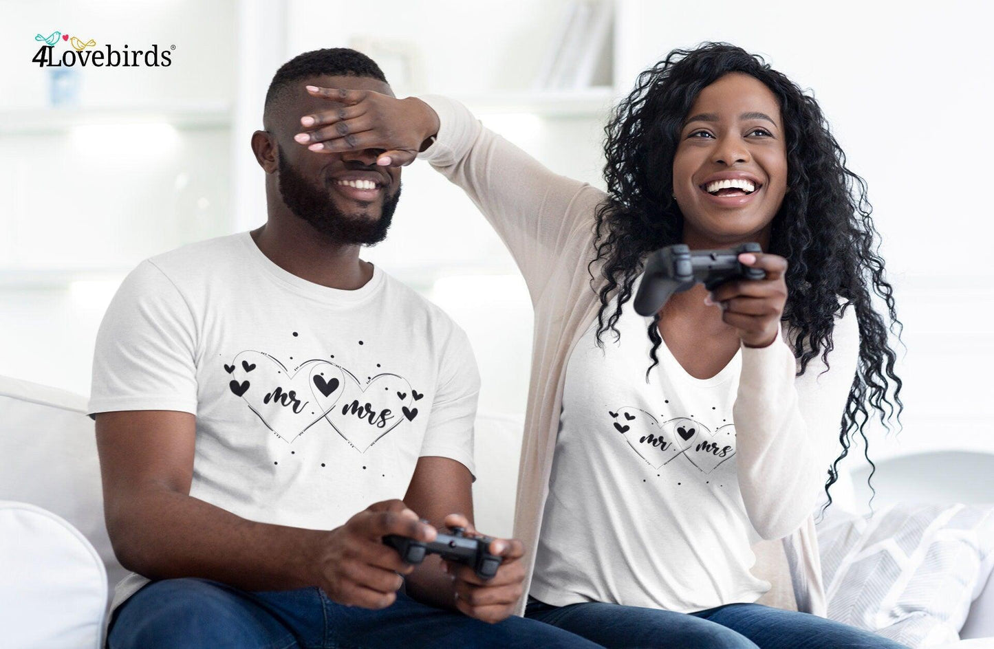 Mr and Mrs in love Hoodie, Marriage T-shirt, Honeymoon Sweatshirt, Gift for Couple, Cute Married Couple Longsleeve, Just married - 4Lovebirds