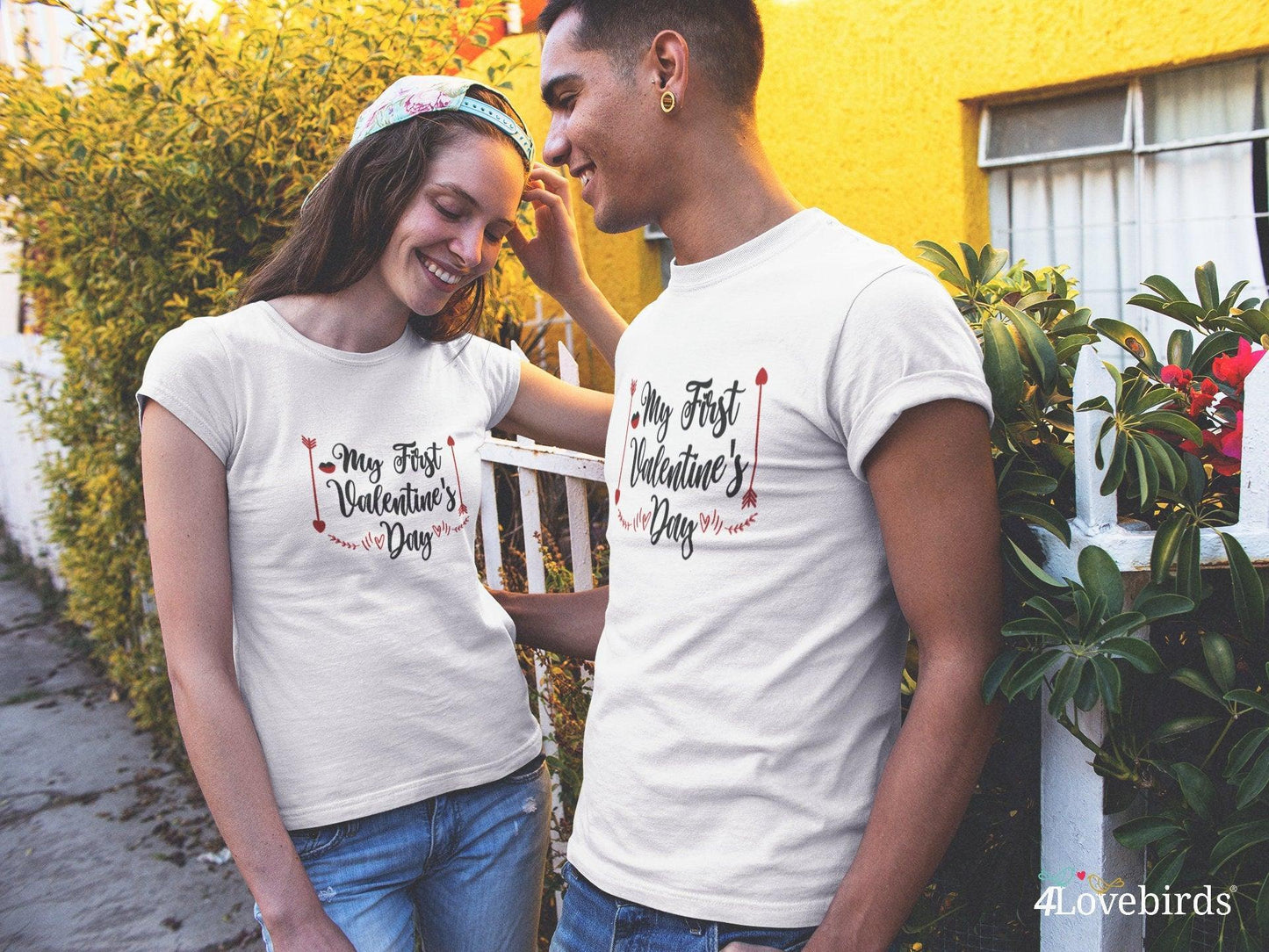 My first valentine day Hoodie, Funny T-shirt, Gift for Couples, Valentine Sweatshirt, Boyfriend and Girlfriend Longsleeve, Cute Couple Shirt - 4Lovebirds