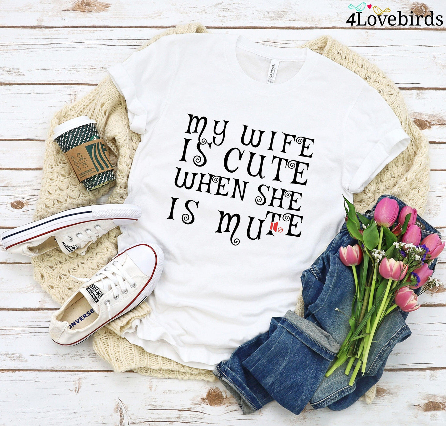 My Wife Is Cute When She's Mute/My Husband Is Honey When He Gives Money Matching Hoodie, Funny Matching Shirts, Honeymoon Shirts, Gifts - 4Lovebirds