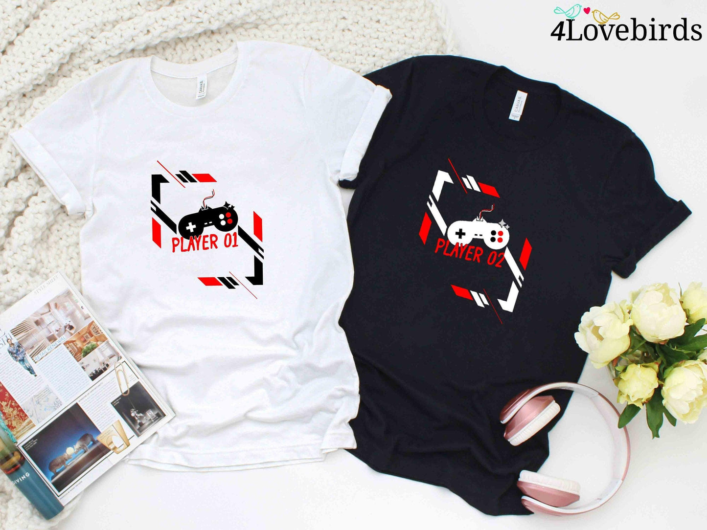 Player 1 & 2 Matching Hoodies, Video Gamer Couple, Matching Gifts For Couples, Best Friends Matching Sweatshirts, Gifts For BFFs, Couple - 4Lovebirds
