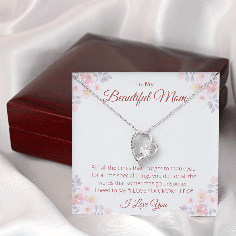 To My Beautiful Mom Heart Necklace, Mother's Day Gift From Daughter, Mom Gift From Son, Mom Necklace, Birthday Gift, Mother's Day Necklace - 4Lovebirds