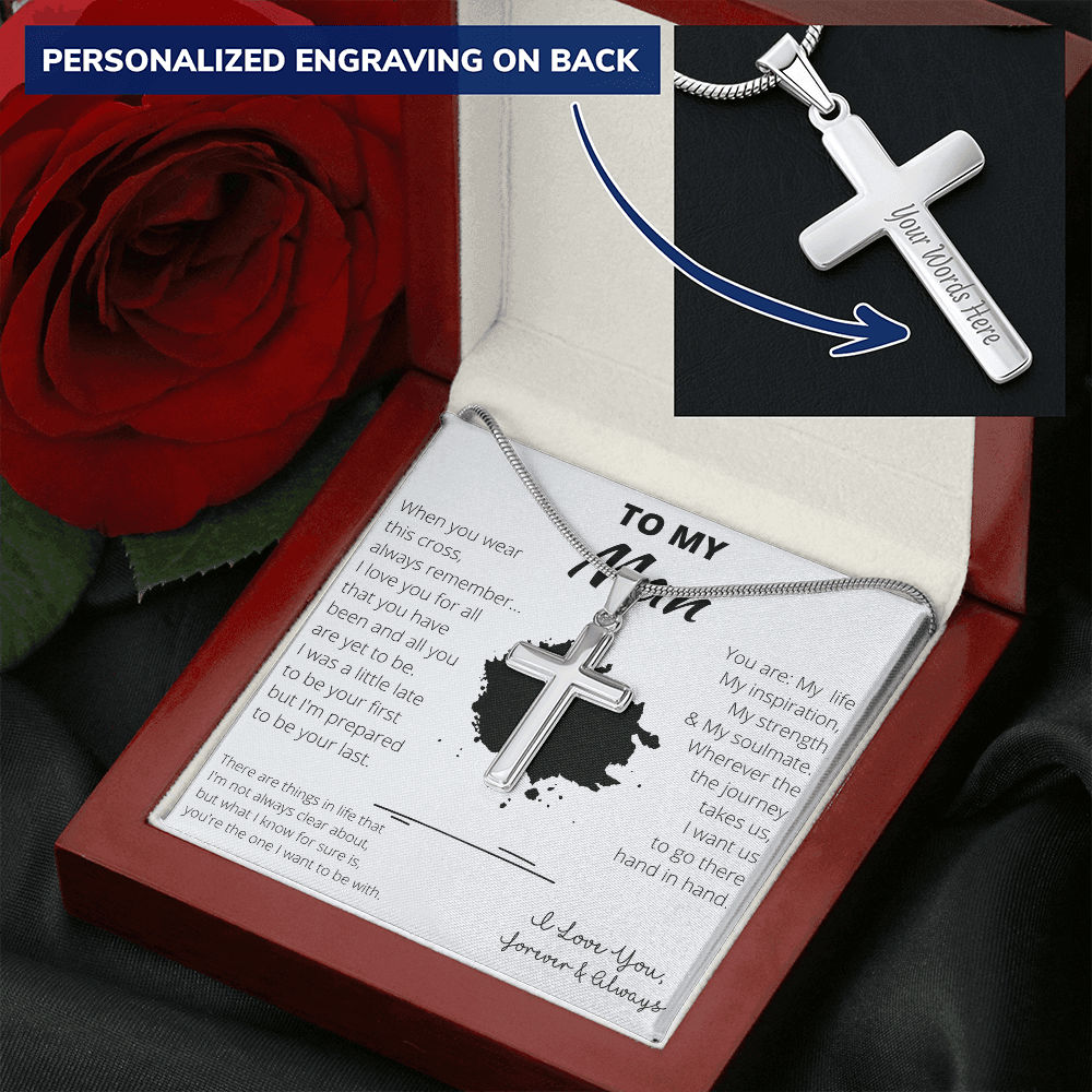 To My Man Cross Necklace With Custom Engraving - Gifts For Boyfriend From Girlfriend, Gifts For Husband From Wife - 4Lovebirds