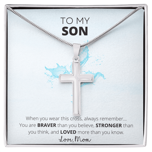 To My Son - Stainless Steel Cross Necklace - 4Lovebirds