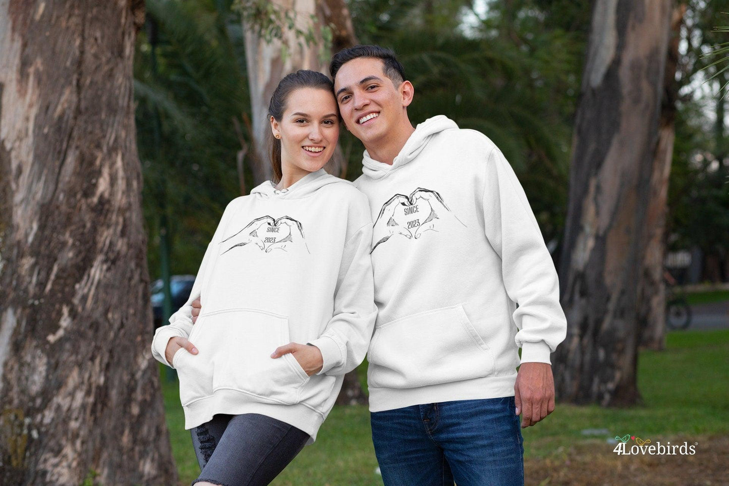 Two Hands Making a Heart Matching Hoodie, Customized, Anniversary bride and groom Sweatshirt, Matching Wedding Long Sleeve Shirts, Gifts - 4Lovebirds