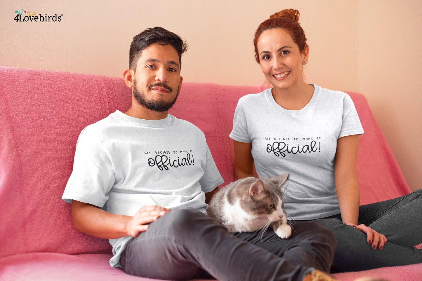 We decided to make it official Hoodie, Engagement Matching Shirt, Wedding Gift, Fiance / Bride Longsleeve, Honeymoon Sweatshirt - 4Lovebirds