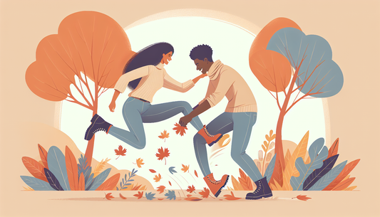 This Week’s Couples Challenge: Embrace Fall Fun with a Playful Leaf Crunching Walk! 🍂