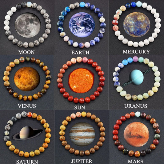 Planet-Themed Couple Bracelets - Universe Energy Matching Beads for Partners