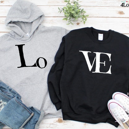 LO VE Valentine's Day Humorous Love Matching Outfits Set for Couples - Perfect Anniversary Gift