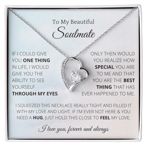 4Lovebirds - Gifts Girls Stainless Steel Cubic Zirconia Pendant Heart Necklace Couples To My Soulmate Birthday Christmas Jewelry Romantic For Wife with Message Card Box Personalized - 4Lovebirds