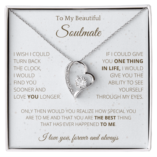 4Lovebirds - Gifts Girls Stainless Steel Cubic Zirconia Pendant Heart Necklace Couples To My Soulmate Birthday Christmas Jewelry Romantic For Wife with Message Card Box Personalized - 4Lovebirds