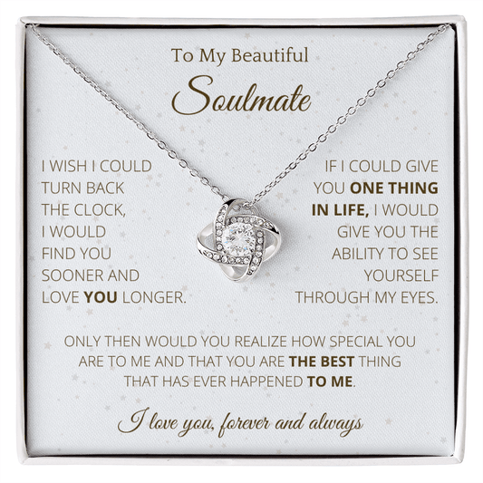 4Lovebirds - Gifts Girls Stainless Steel Cubic Zirconia Pendant Knot Necklace Couples To My Soulmate Birthday Christmas Jewelry Romantic For Wife with Message Card Box Personalized - 4Lovebirds