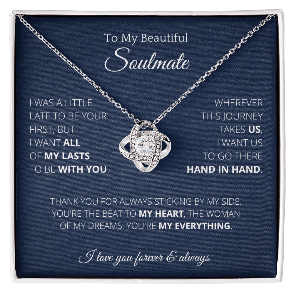 4Lovebirds - Gifts Girls Stainless Steel Cubic Zirconia Pendant Knot Necklace Couples To My Soulmate Birthday Christmas Jewelry Romantic For Wife with Message Card Box Personalized - 4Lovebirds