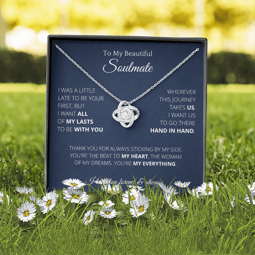 4Lovebirds - Gifts Girls Stainless Steel Cubic Zirconia Pendant Knot Necklace Couples To My Soulmate Birthday Christmas Jewelry Romantic For Wife with Message Card Box Personalized - 4Lovebirds