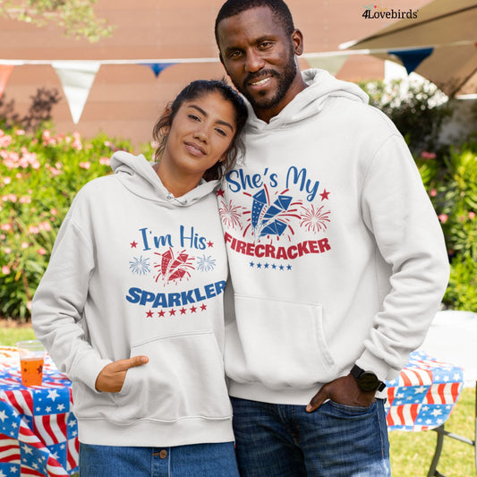 4th of July Matching Outfits Set: She's My Firecracker & I'm His Sparkler, Family Gift