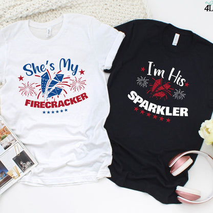 4th of July Matching Outfits Set: She's My Firecracker & I'm His Sparkler, Family Gift