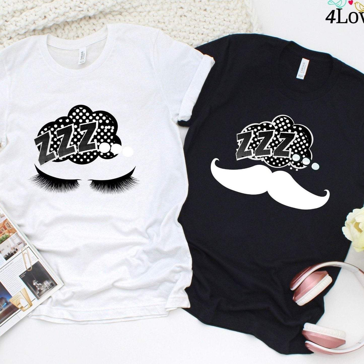 Adorable Mustache & Eyelash Couple's Matching Set - Ideal Anniversary Gift