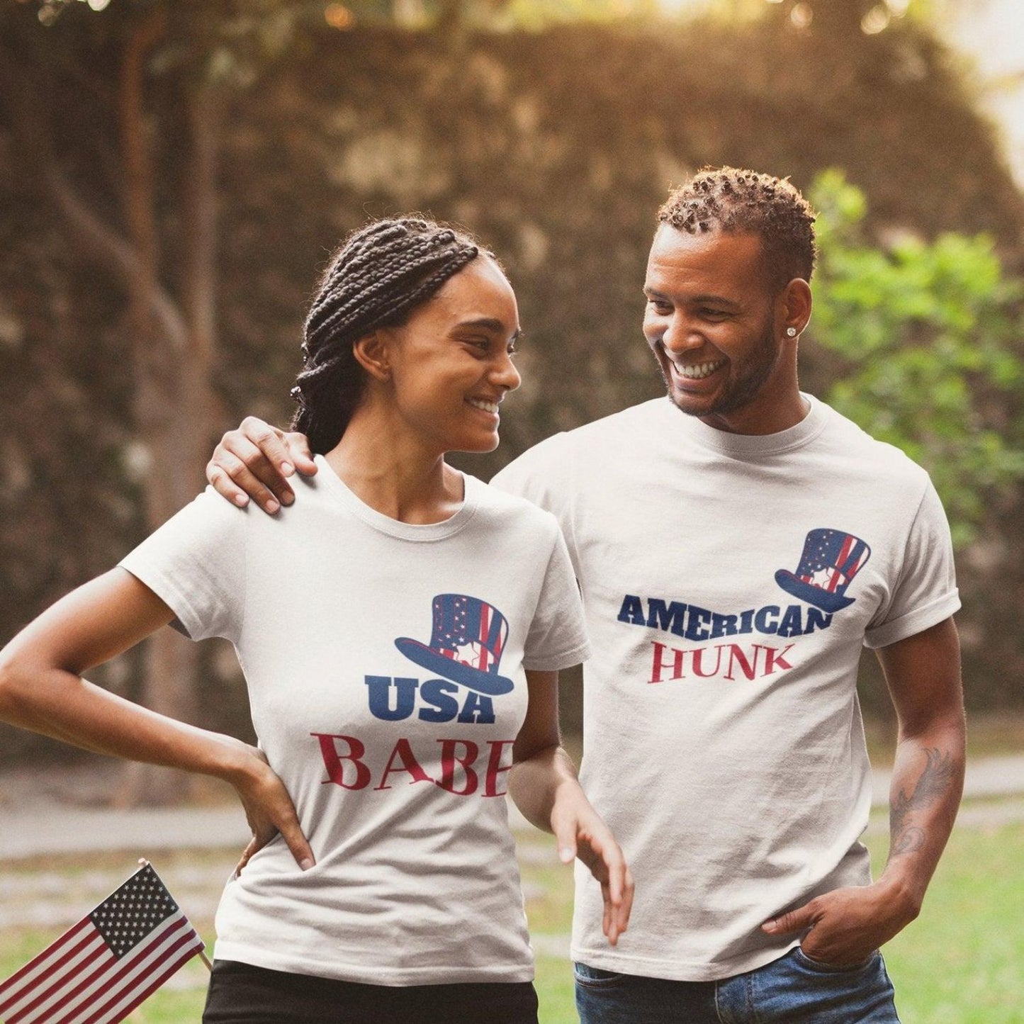 American Hunk/USA Babe Fourth of July Matching Outfits Set, 4th of July His & Her Gifts