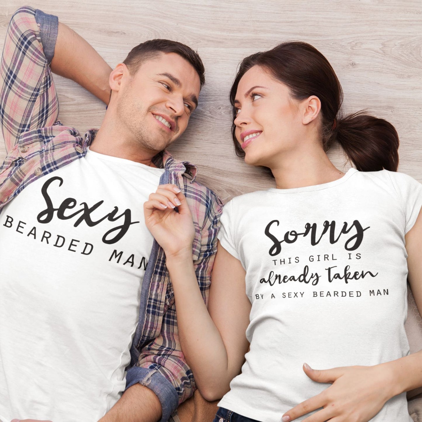 Bearded Man & Taken Girl Humorous Matching Outfits - Ideal Couple Gift Set for Valentine's Day