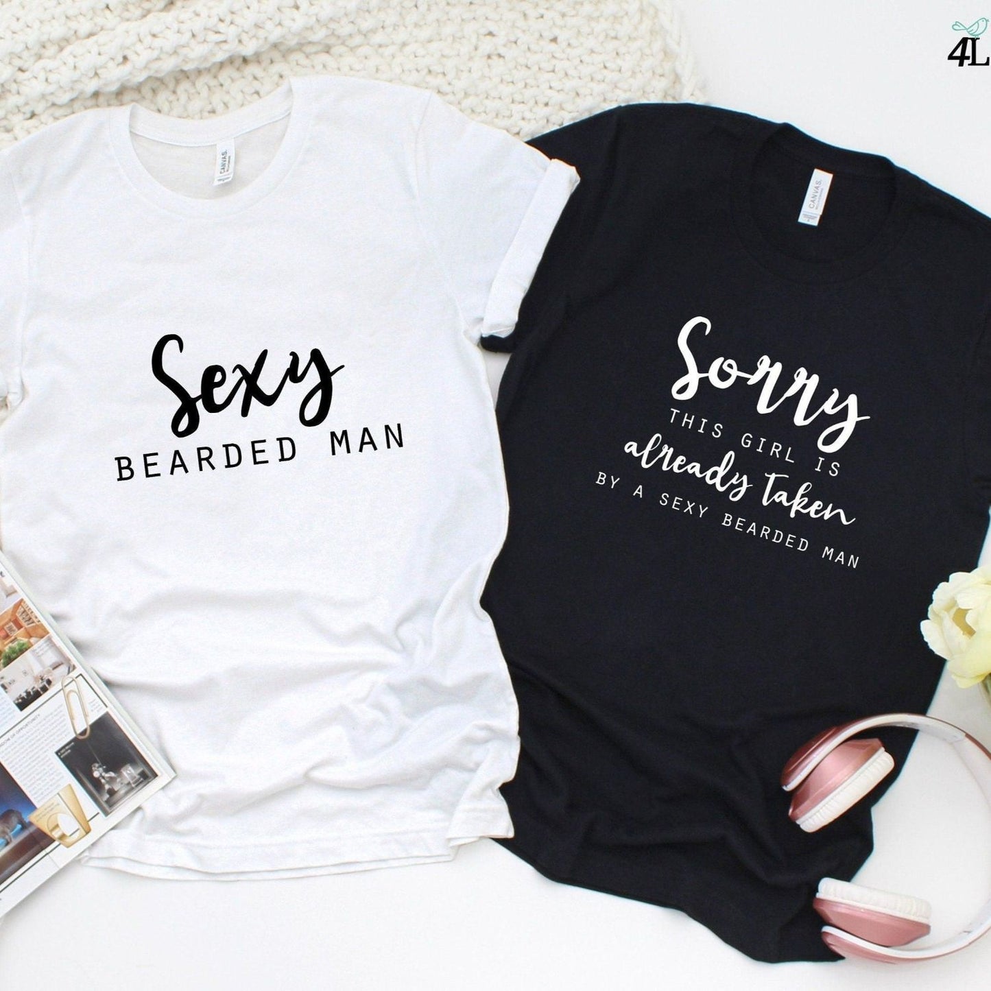 Bearded Man & Taken Girl Humorous Matching Outfits - Ideal Couple Gift Set for Valentine's Day