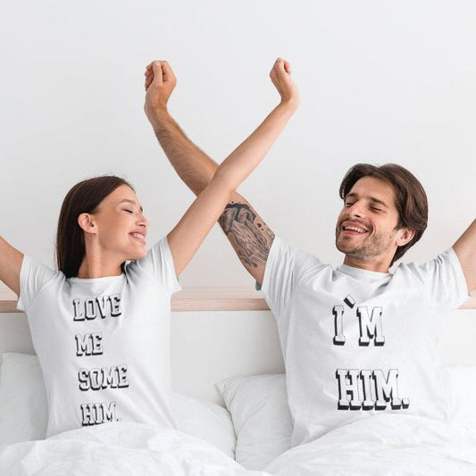 Charming Love Me Some Him/I'm Him Couples Matching Outfits Set - Ideal Wedding, Anniversary Gift for Him and Her