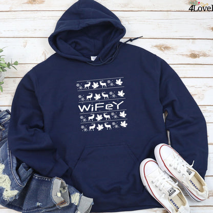 Christmas Wifey Hubby Matching Outfits - Festive Couple Set, Ideal Wedding Holiday Gift