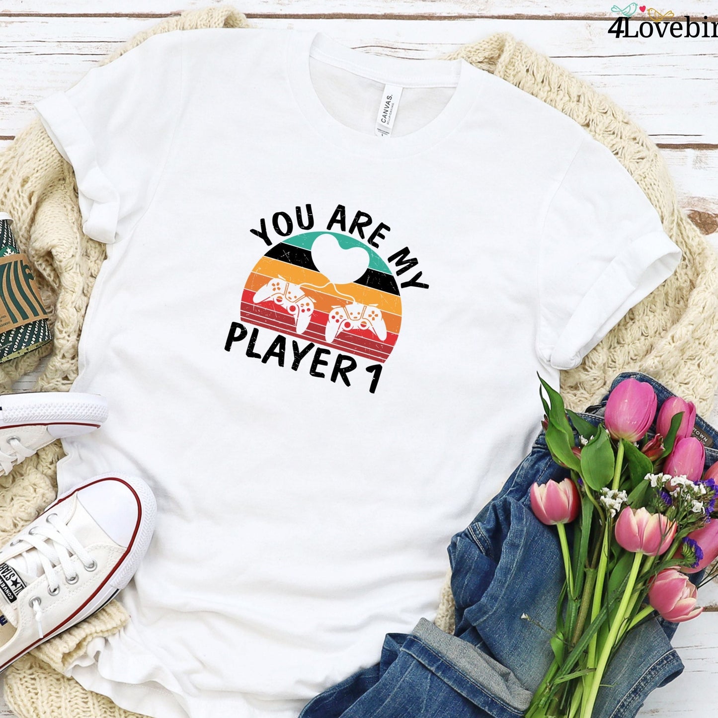 Player 1 and 2 Matching Outfits, Gaming Lovers Set, Geeky Couples Gift, Valentine's Day Matching Set