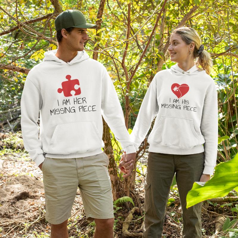 Couple's Matching Set: "I'm Her/His Missing Piece" - Witty & Adorable Outfits, Perfect Gift