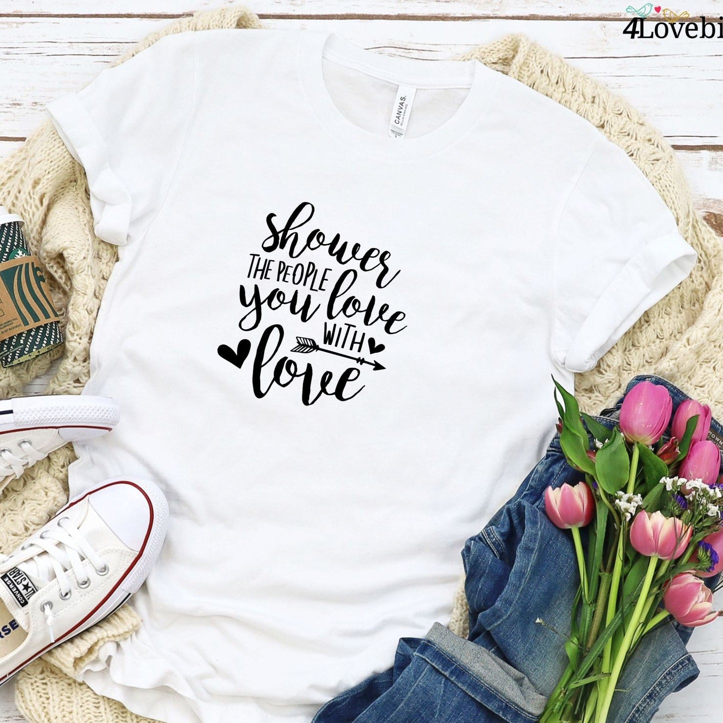 Cute Valentine Matching Outfits with 'Shower the People You Love with Love' - Set for Couples