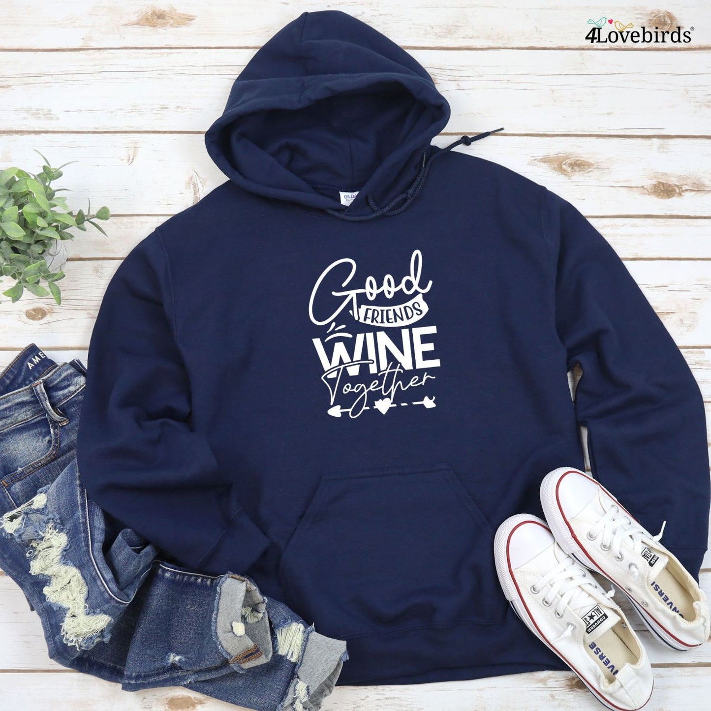 Wine Lover Matching Outfit Set - Good Friends Wine Together, Humorous Best Friend Gift