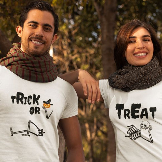 Halloween Trick or Treat Skeleton Matching Outfits - Perfect Couple's Costume Set
