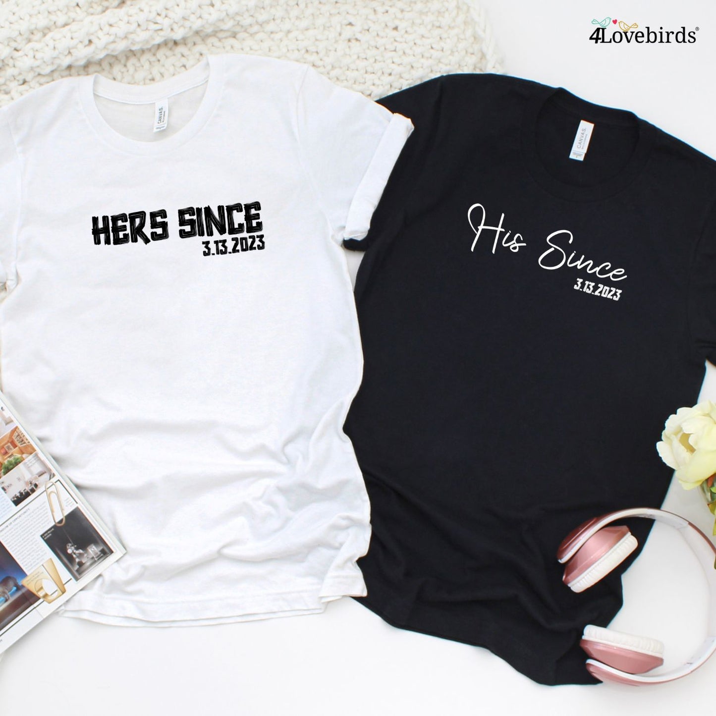 Hers/His Since Hoodie, Custom Date Valentine's Day Shirt, Couple Matching, Boyfriend Girlfriend Shirts, Husband and Wife Shirts, Love Shirts