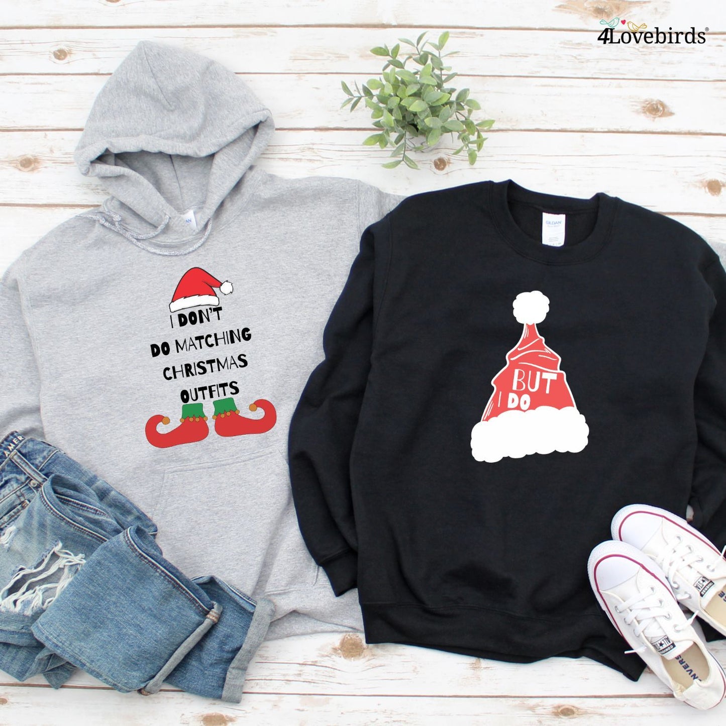 Festive His & Hers Matching Outfits with Santa Slogan: Ideal Set for Christmas Couples