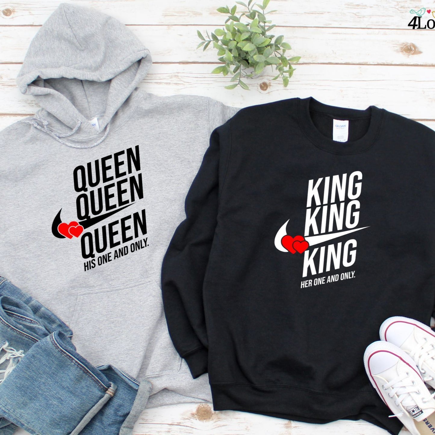 King and Queen Valentines Day Matching Set - Unique Couple's Gift Idea