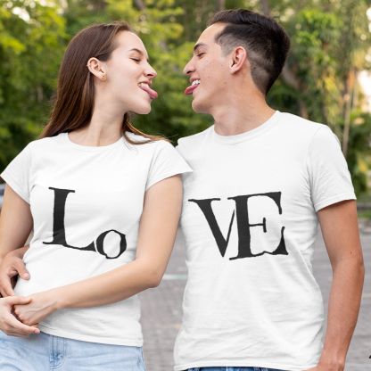 LO VE Valentine's Day Humorous Love Matching Outfits Set for Couples - Perfect Anniversary Gift