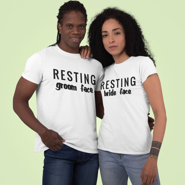 Matching Outfits Set: Resting Bride/Groom Face, Ideal Honeymoon Gift, Cute Marriage Celebratory Wear